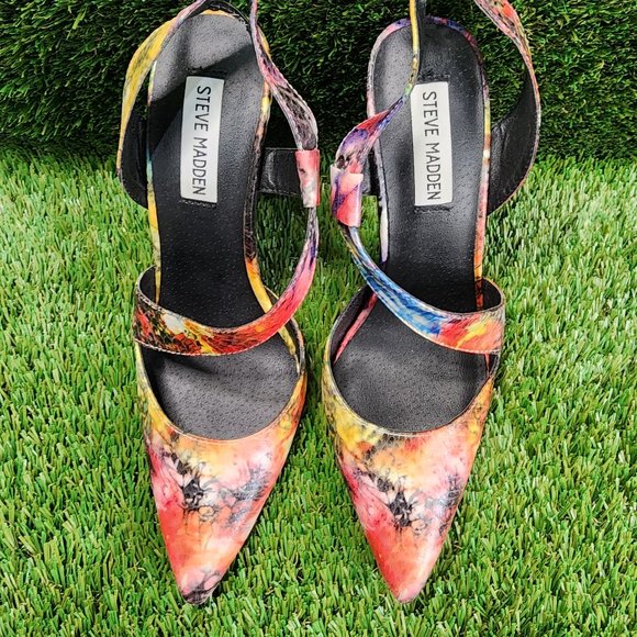 STEVE MADDEN | Fun & Colorful Sling-back Pointy Heels in Excellent Condition - Picture 2 of 5